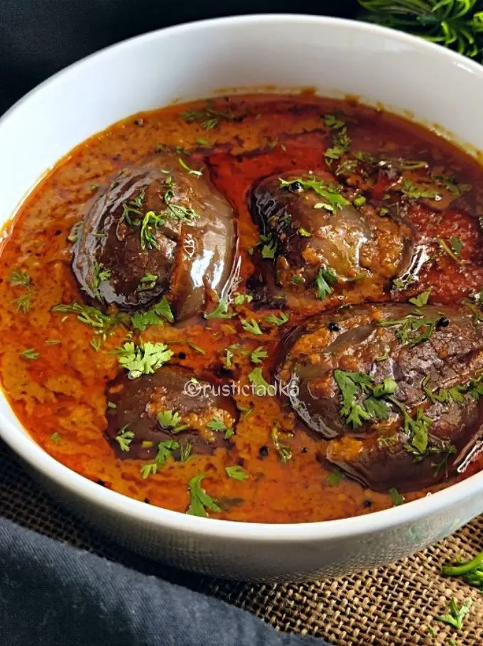 Bharli Vangi (Maharashtrian Style) | Stuffed Eggplant Curry