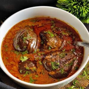 Bharli Vangi (Maharashtrian Style) | Stuffed Eggplant Curry