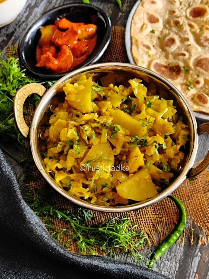 Kobi Batata Bhaji (Simple Cabbage Potato Sabzi)