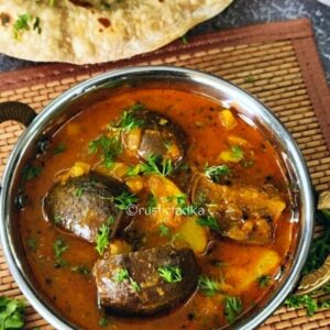 Aloo Baingan Sabzi Recipe (Eggplant Potato Curry)