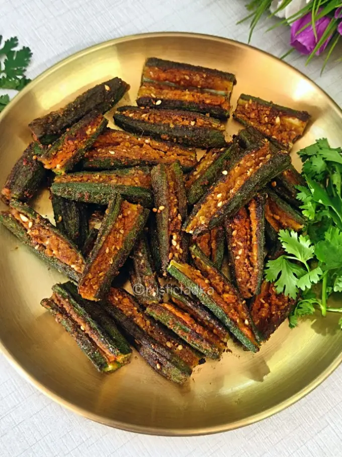 Bharwa Bhindi with Besan | Bharli bhendi | Stuffed Okra Recipe