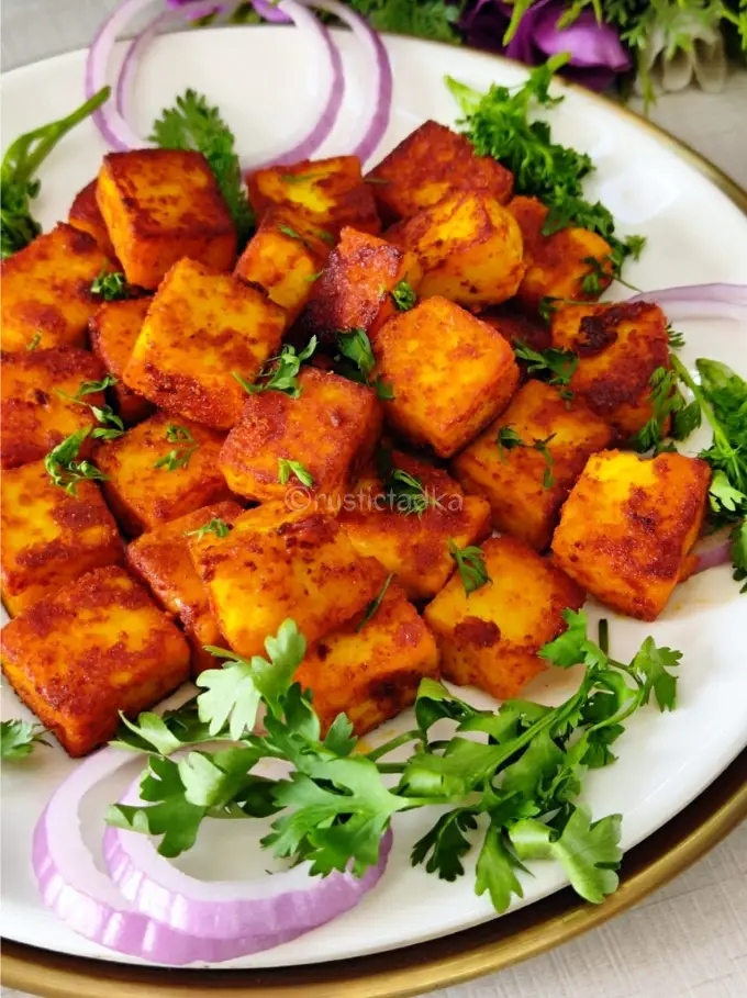 Masala Paneer Tawa Fry (Spicy Paneer Bites)